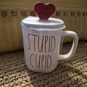 Rae Dunn Cream Mug with Red Heart Top